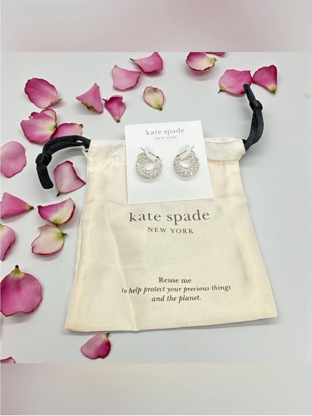 Kate Spade Pop of Joy Crystal Pave Crescent Huggie Earrings w/Dust Bag/NWT - Picture 5 of 8